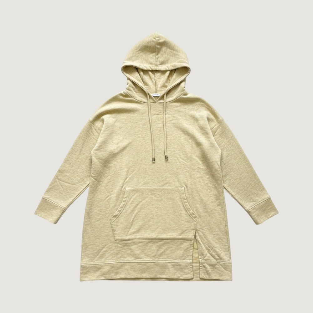 Soft Surroundings Womens Yellow Heathered Longline Hoodie Pullover Sweatshirt M